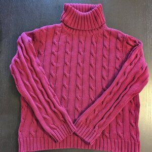 Eddie Bauer dark berry pink 100% cotton turtleneck sweater